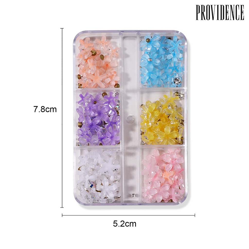 Providence 1kotak Dekorasi Kuku Bentuk Kreatif Berkilau Mempesona Efek Visual Tidak Luntur Warna Vibrant 6kisi Payet Berlian Imitasi Nail Art Decor Manicure Jewelry Perlengkapan Kuku