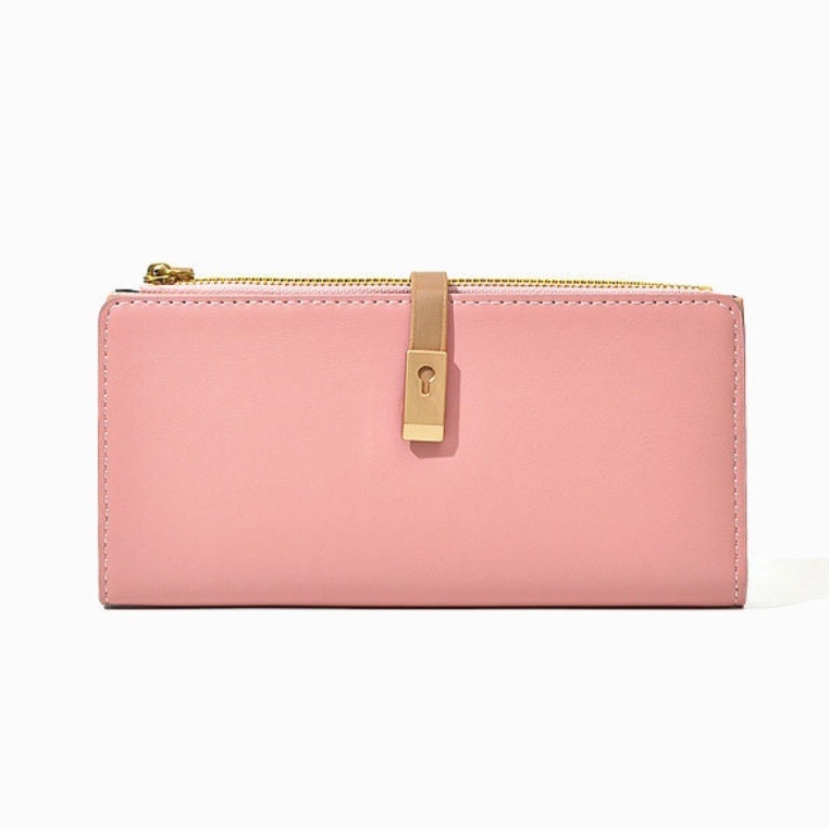 DOMPET PANJANG WANITA KOREA PREMIUM LIPAT SLOT KARTU IMPORT KULIT PINK RESLETING UANG KOIN DURUMA WA629P3 BRANDED BATAM FASHION CEWEK MURAH REMAJA KEKINIAN LUCU SIMPLE