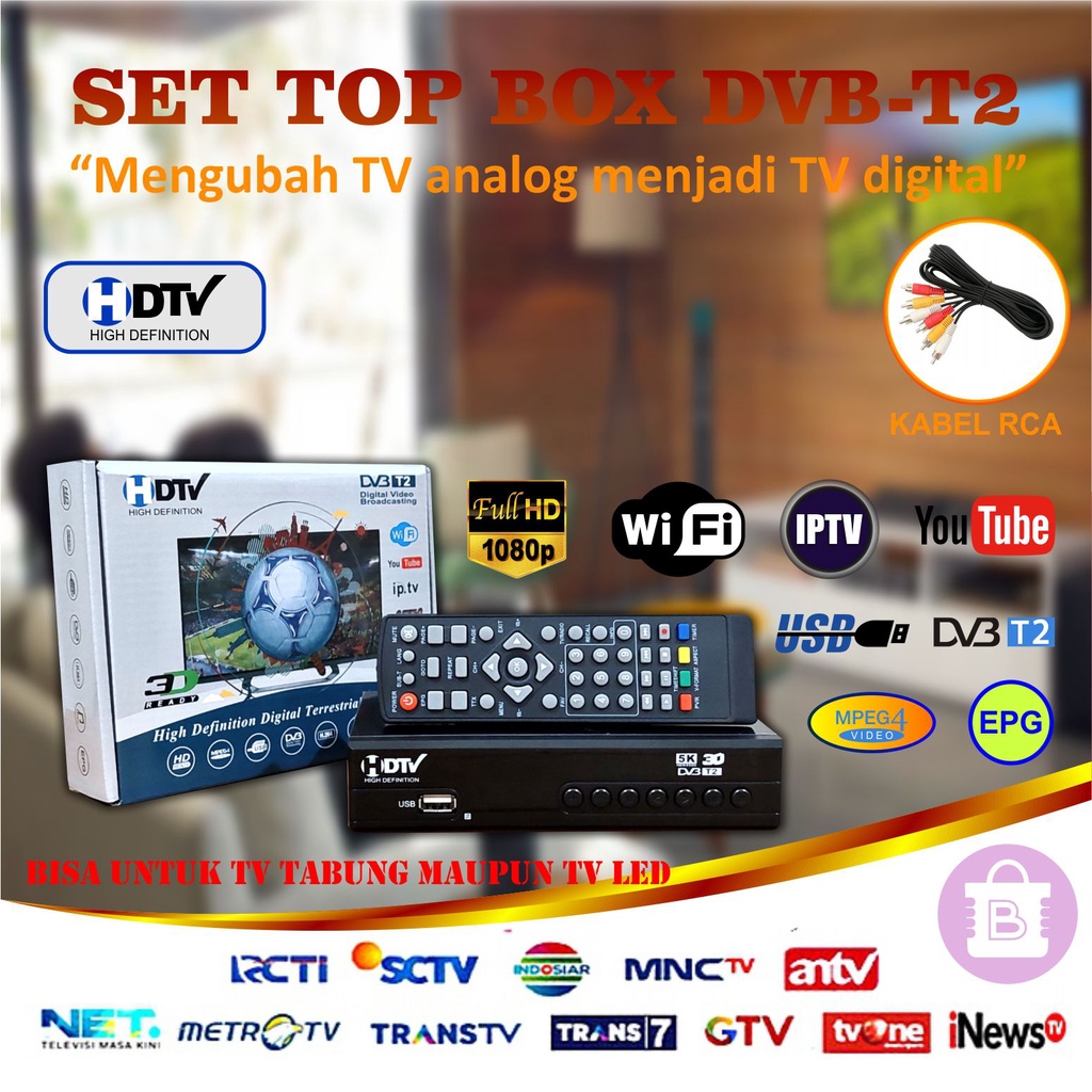 Decoder Set Top Box DVB-T2 | Receiver STB TV Digital | Tuner TV Digital | Antena TV Digital
