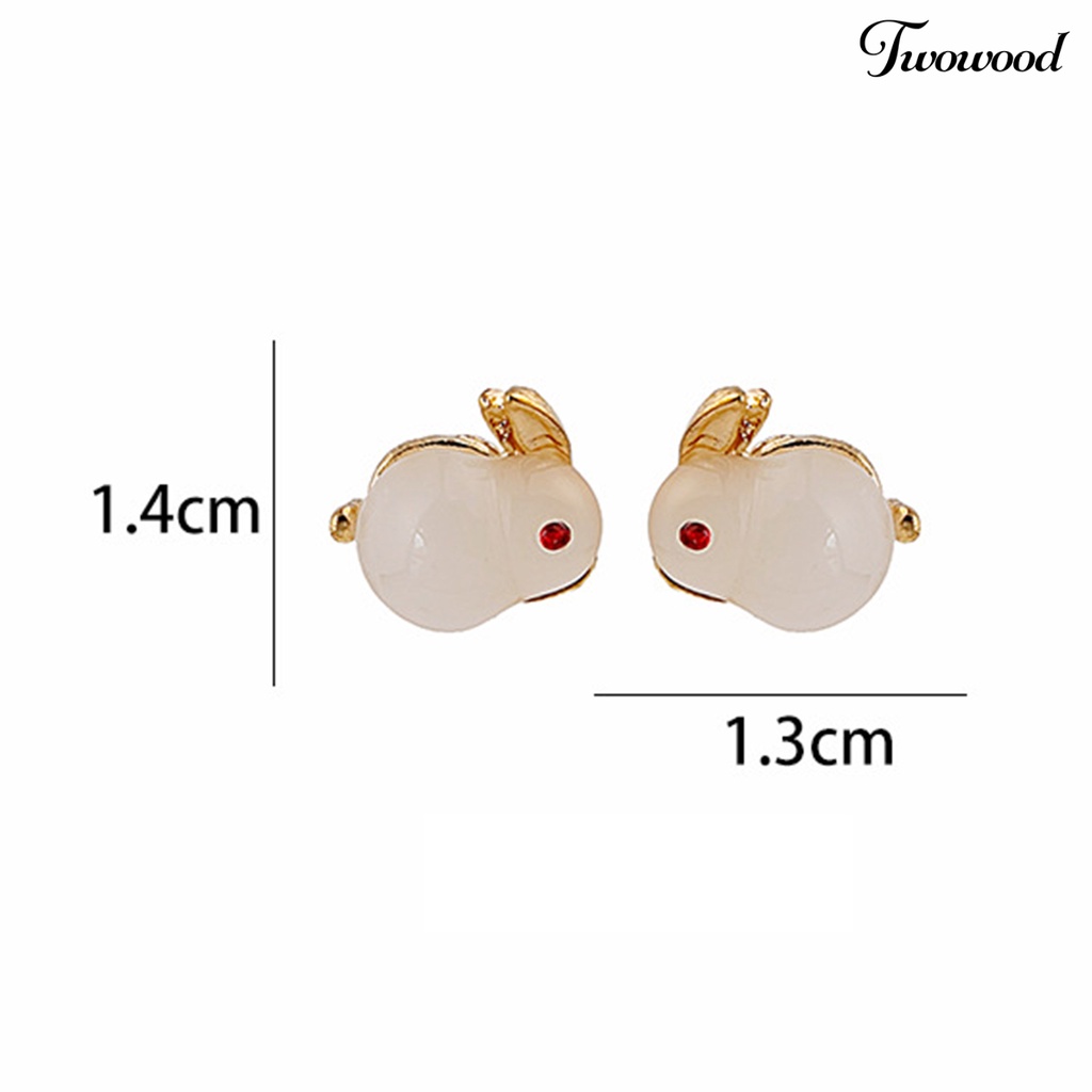 Twowood 1pasang Anting Tusuk Wanita Realistis Tidak Alergi Faux Pearl Bunny Drop Earrings Untuk Pacaran