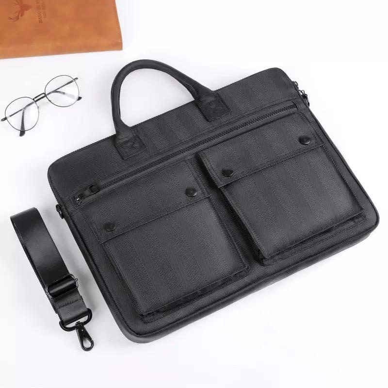 Tas Laptop Macbook Selempang Nylon Fabric Black Executive 14 15 16 inch