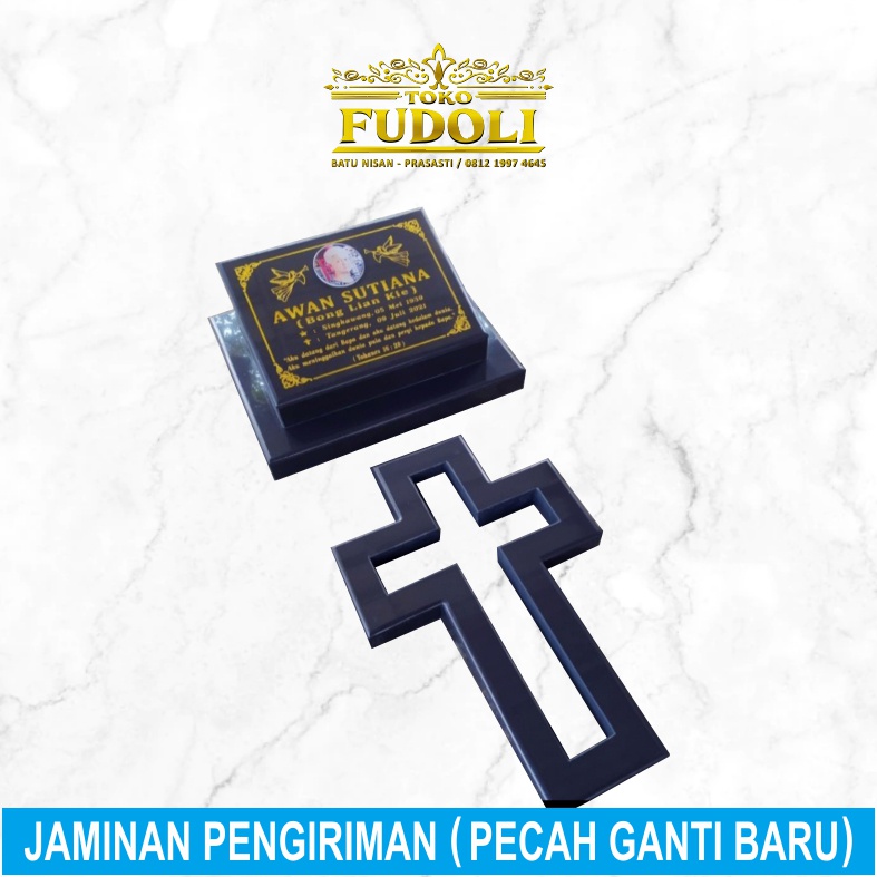 Batu Nisan Kristen dan Salib bahan granito atau keramik