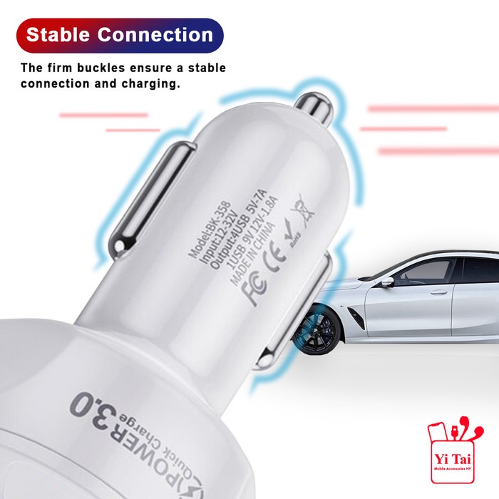 CAR CHARGER YITAI QC3.0 4 PORT USB CHARGER MOBIL FAST CHAERGER-CCG05 - BDC