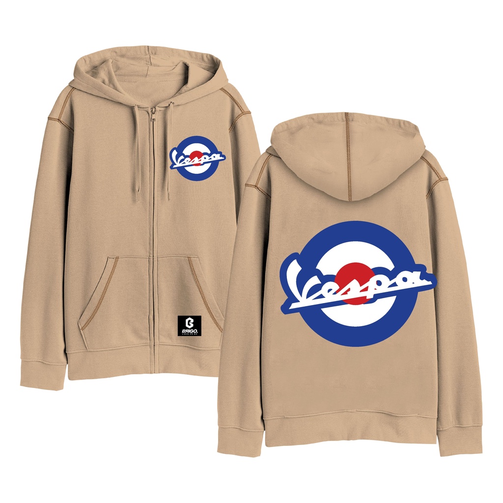BRIGO X VESPA MOD Zipper Jumper Hoodie II Sweater Hoodie Resleting BRIGO X VESPS Sablon DTF Fleece Cotton IIM-XXL (Pria &amp; Wanita) Free stiker&amp;Gantungan Kunci
