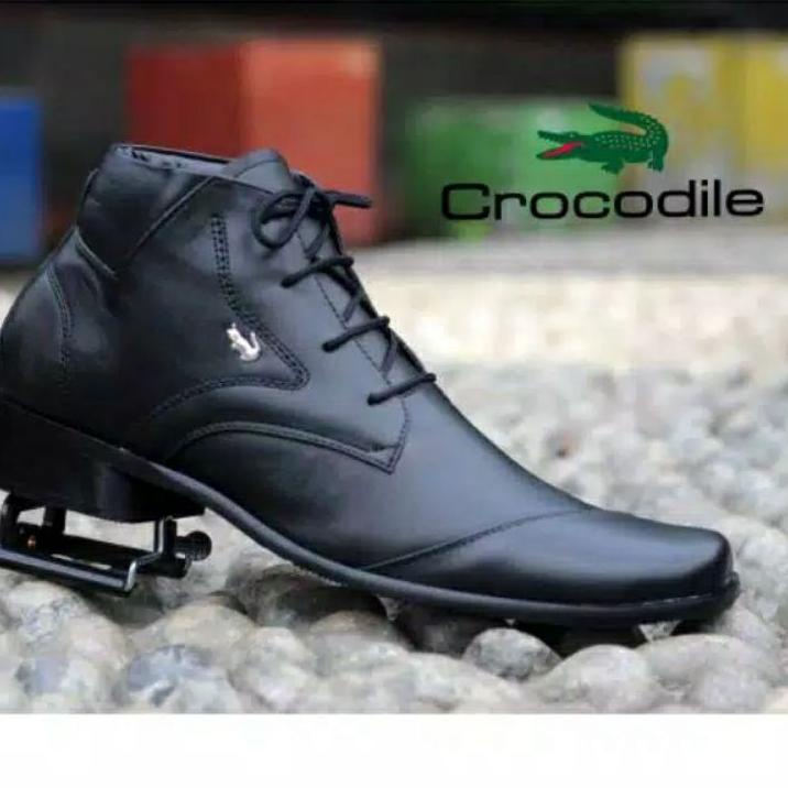 Terpercaya Sepatu Pantofel Hitam Pria Crocodile Tali Tinggi Kulit Swedian Formal Kerja Murah Berkual