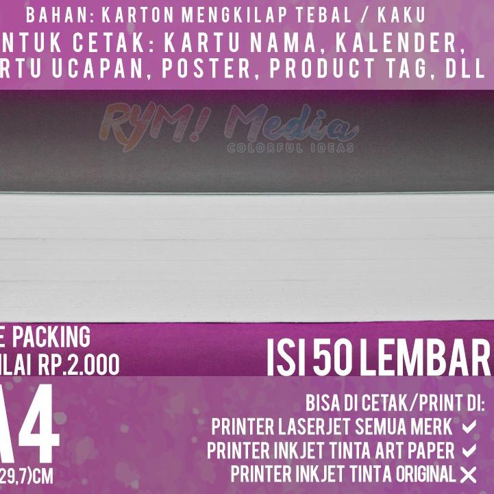 

bz≛Ready Stock➚ Art Karton 260 gsm A4 isi 50 lbr / Kertas Art Carton Paper Glossy 260 gram 86 ➚