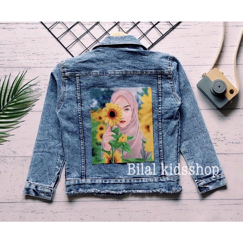 JAKET JEANS SANDWASH  PITA ANAK MOTIF HIJAB