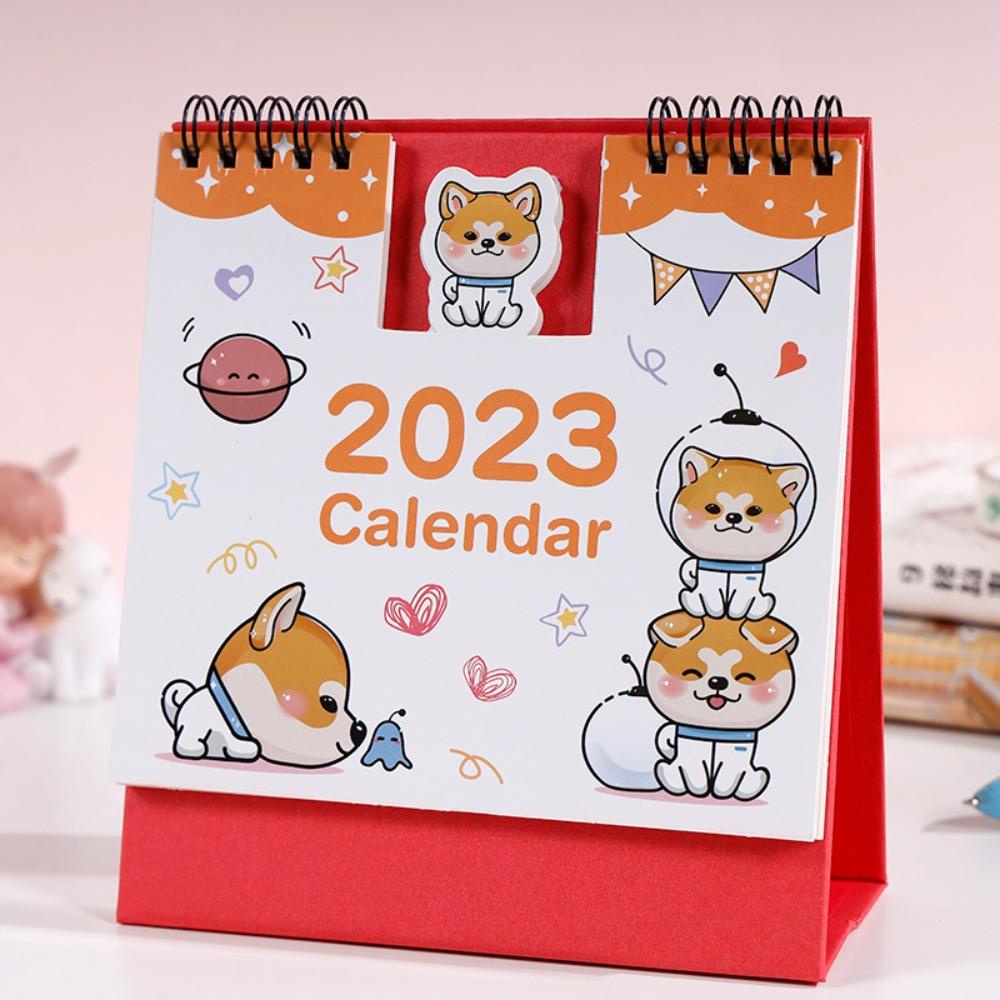 Lanfy 2023kalender Kreatif Kawaii Bulanan Sekolah Kantor Perlengkapan Dekorasi Desktop Cekung Cembung Lilit Kalender