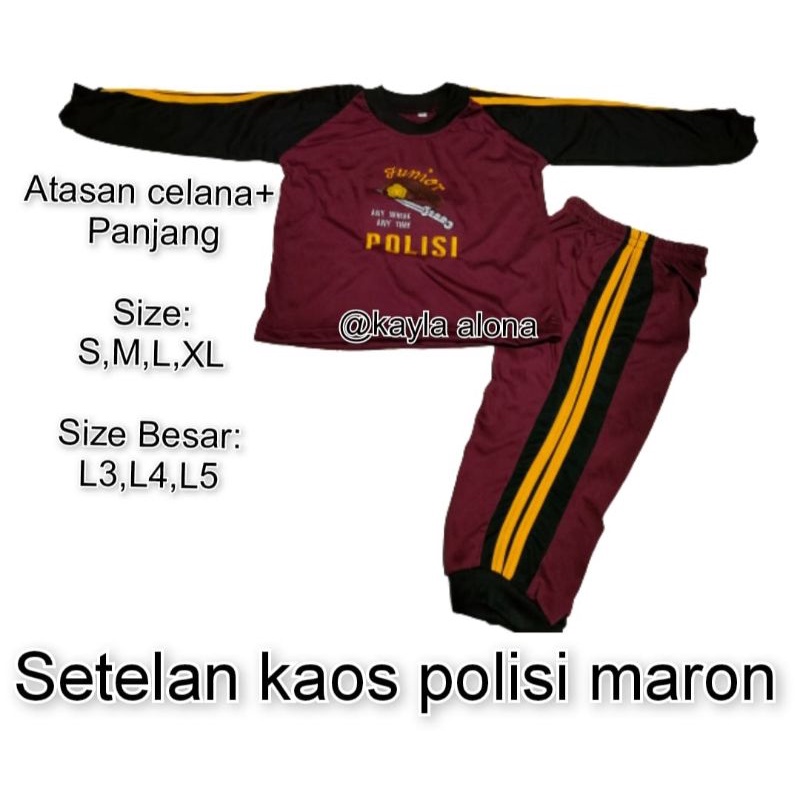Setelan Kaos + Celana Panjang POLISI MARON untuk Anak