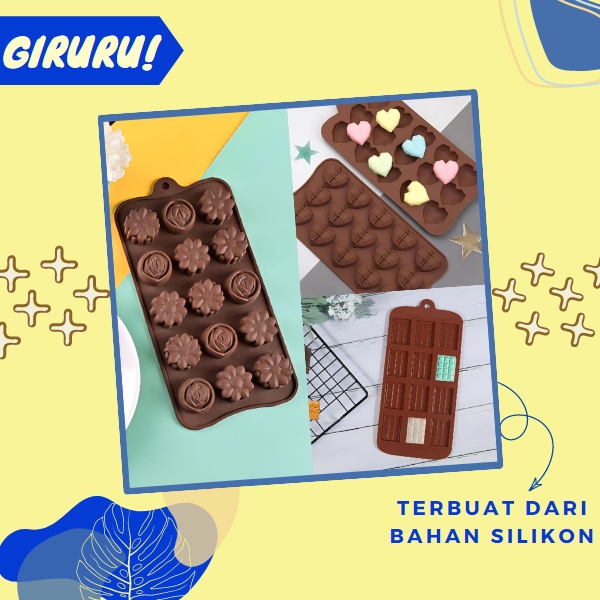 CETAKAN COKELAT SILICONE FONDANT PUDING BENTUK BUNGA &amp; LOVE / Cetakan Silikon Coklat Fondant Puding Bunga dan Love Food Grade / Cetakan Es Batu /Cetakan Serbaguna / Ready Coklat Waffle Silicone Fondant Cake / Cetakan Coklat silikon Tahan Panas Cetakan Es