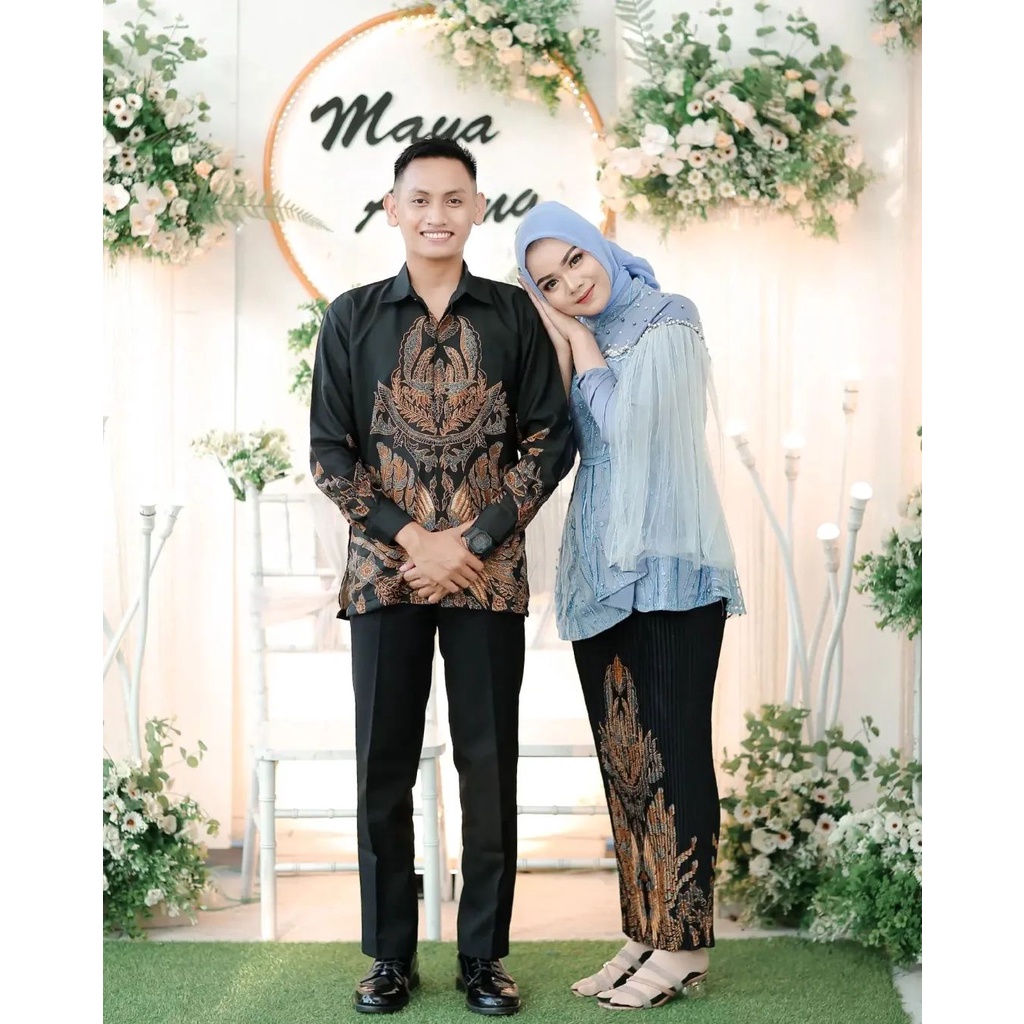 SHOPASHOP SOLO Kebaya Brukat Couple Batik Tiffanka Rok Plisket Kemeja Furing