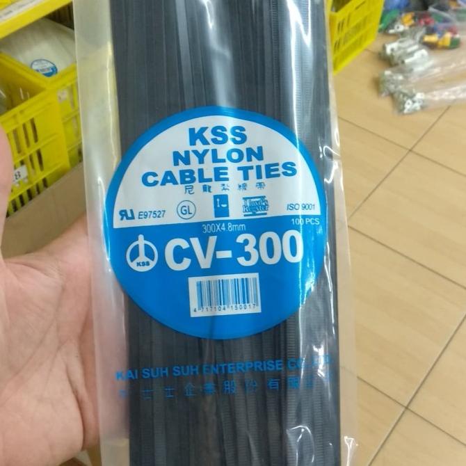 

Kabel Ties KSS CV-300 5 x 30cm (4.8mmx300) Hitam Putih ready murah