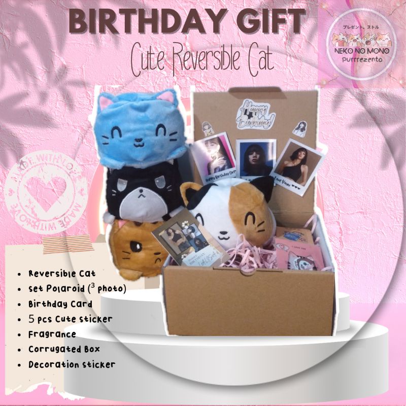 

GIFT BOX/HAMPERS FOR BIRTHDAY/GRADUATION/ANNIVERSARY (CUTE REVERSIBLE CAT)