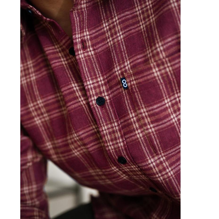 Ready Broodis Kemeja Flannel Dry Maroon Casual