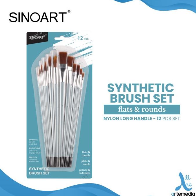 

Kuas Lukis Sinoart Set 12 Nylon Synthetic Brush Set Long Handle