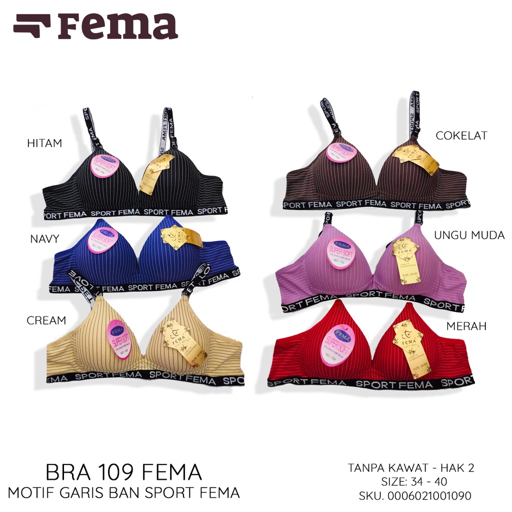 FEMA Official Shop Ecer 1 pcs BH Bra 109 Garis Hak 2