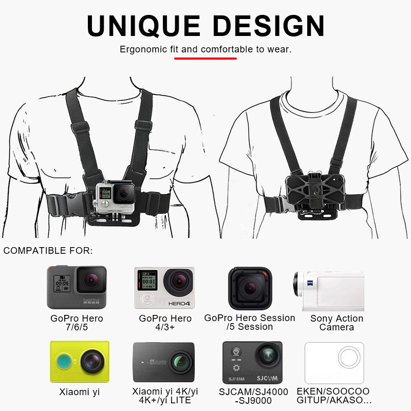 【COD】5PCS/Set Body Chest Strap Tali Dada /Chest Strap Tali Dada Handphone &amp; Kamera Mount Body Belt Holder Clip
