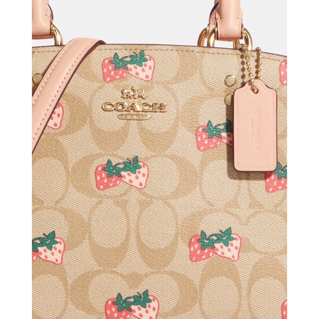 Coach Mini Lillie Carryall In Signature Canvas With Strawberry Print (CB598)