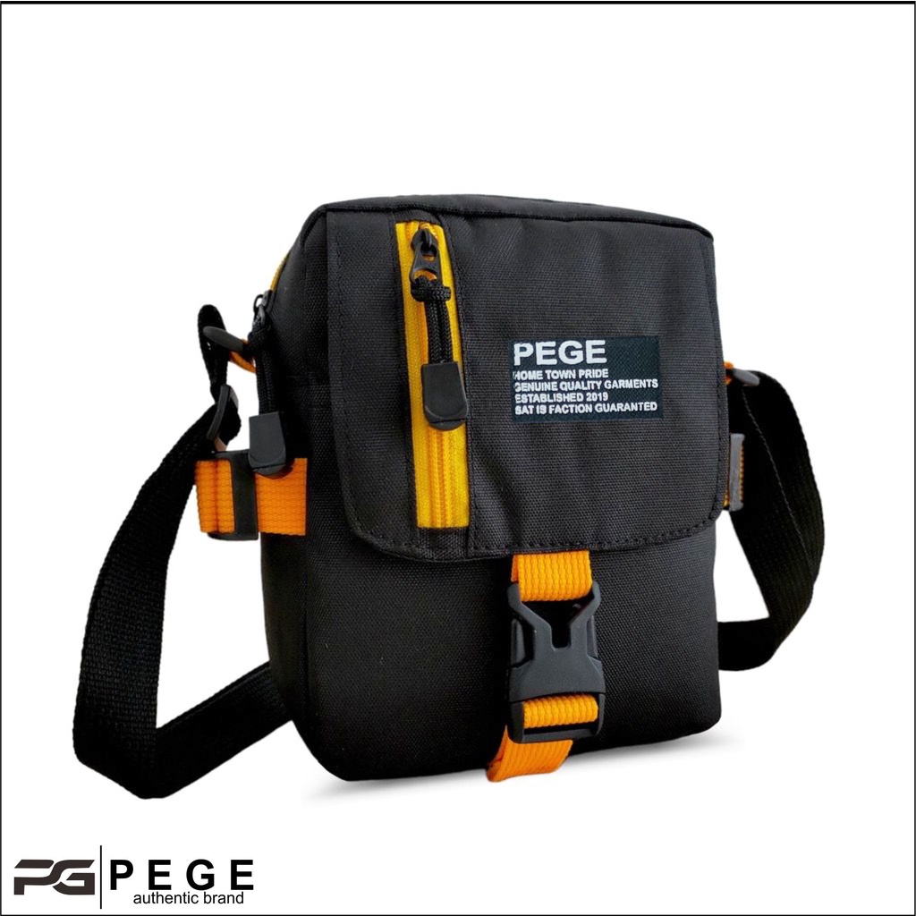 Tas Selempang Pria 2in1 PEGE Jaxton Model Slingbag Kombinasi Coklat - PG 8946