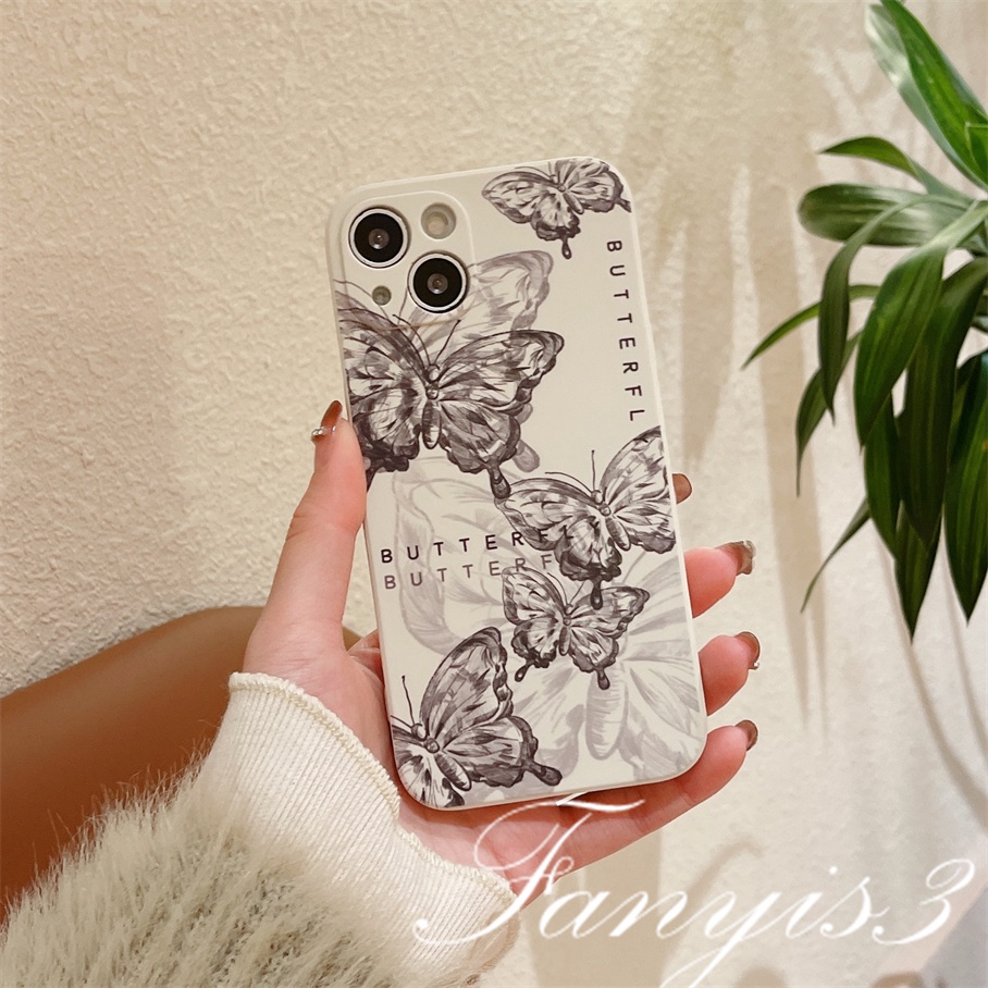 Realme C55 C35 C33 C30s C31 9i C25Y C21Y C25 C25s C21 C20 C15 C12 C11 8Pro 8i C3 5 5i 5s 6i Narzo 50A Prime 50i Hitam Putih Butterfly Casing Telepon Soft Cover Silikon