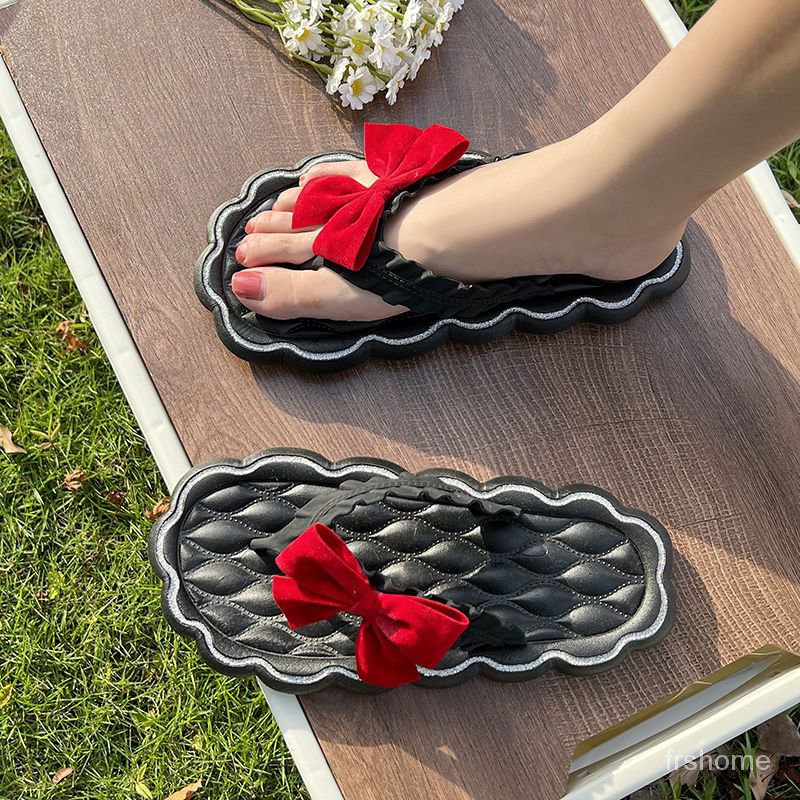 Sandal jepit gadis-gadis gadis jantung bersih mode merah siswa peri pakaian luar peri tebal bawah sa