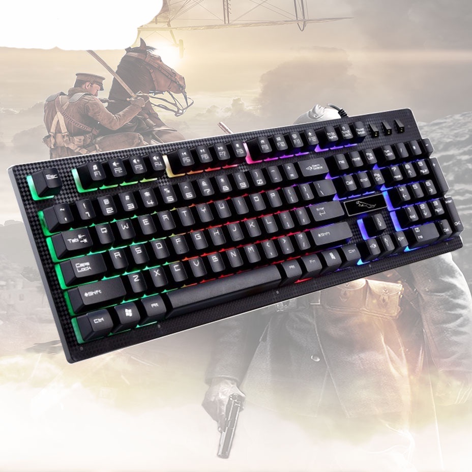 [GROSIR] Keyboard Gaming Dengan Lampu / Leopard Gaming Keyboard LED - Black