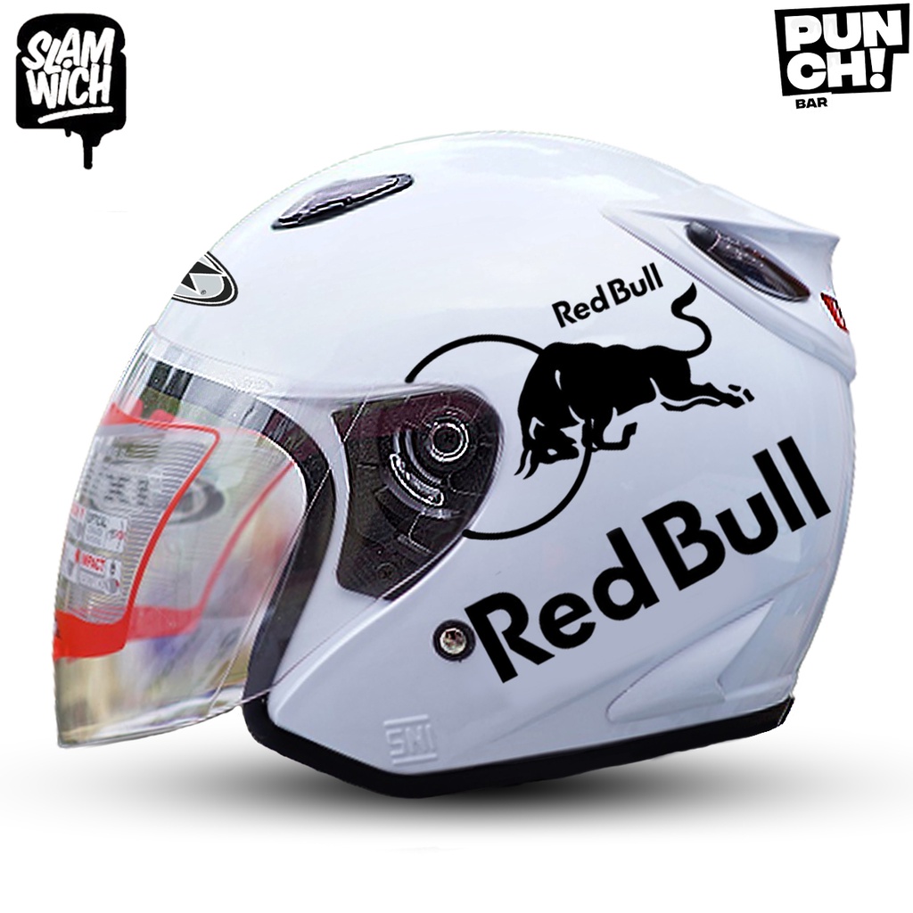 Helm Half Face INK CENTRO KW SNI / RED BULL PUTIH Untuk Pria Dan Wanita Dewasa COD