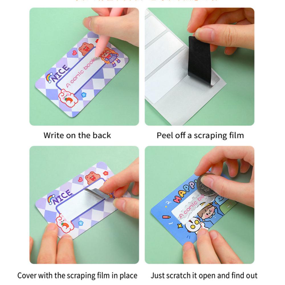Timekey 20Pcs Reward Scratch Card Interaktif Kardus Kartu Beruntung Scratch Off Stiker Kreatif DIY Kartu Berkah E7G7
