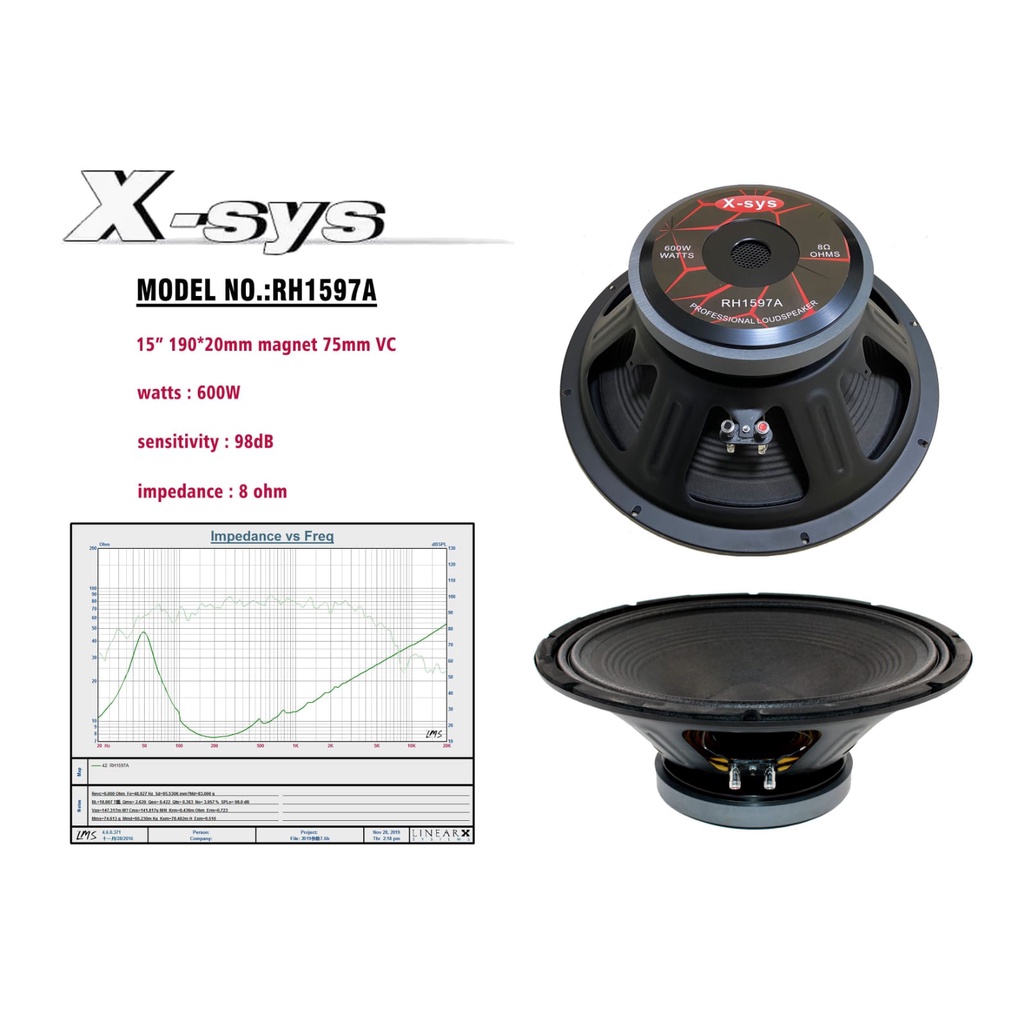 Speaker 15 Inch X-SYS RH1597A Original, Speaker 15 In