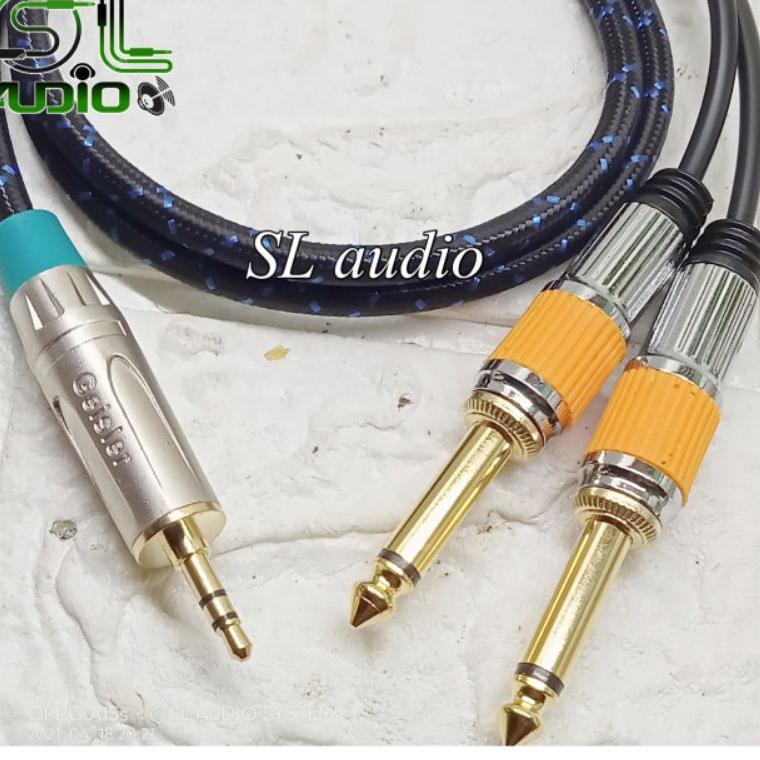 ([New][M89C]♥☞) Kabel Input jek Hp/laptop Ke mixer audio 80CM berkualitas Jack 3,5mm stereo to 2 aka
