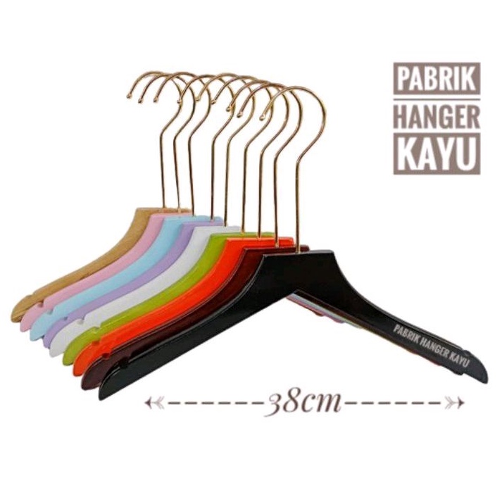 HANGER KAYU KEPALA LURUS 38CM TOSCA HOOK GOLD