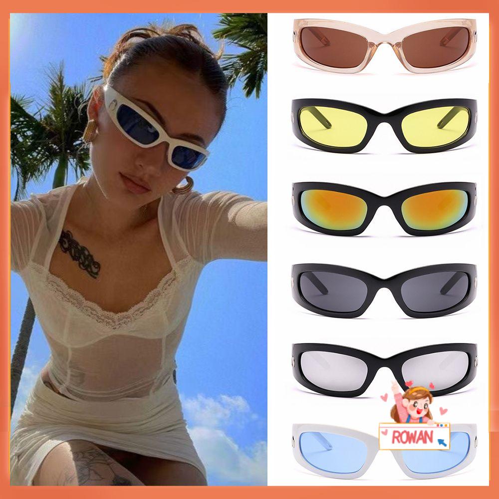 R-flower Moon Sunglasses Vintage Punk Kacamata Matahari Hip Hop Persegi Panjang