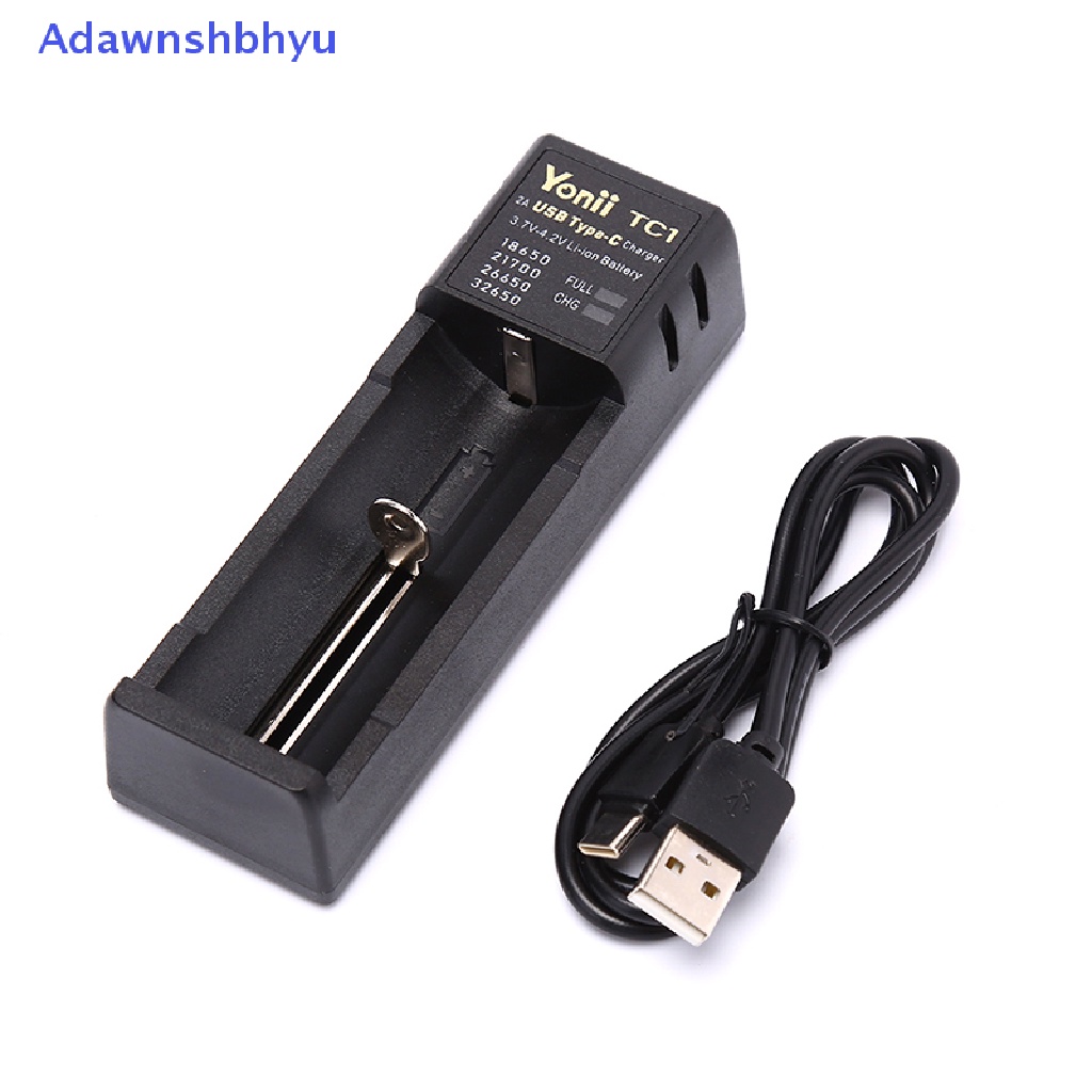 Adhyu USB-C Smart Charger Single Slot Untuk 18650 21700 26650.etc Nimh ID