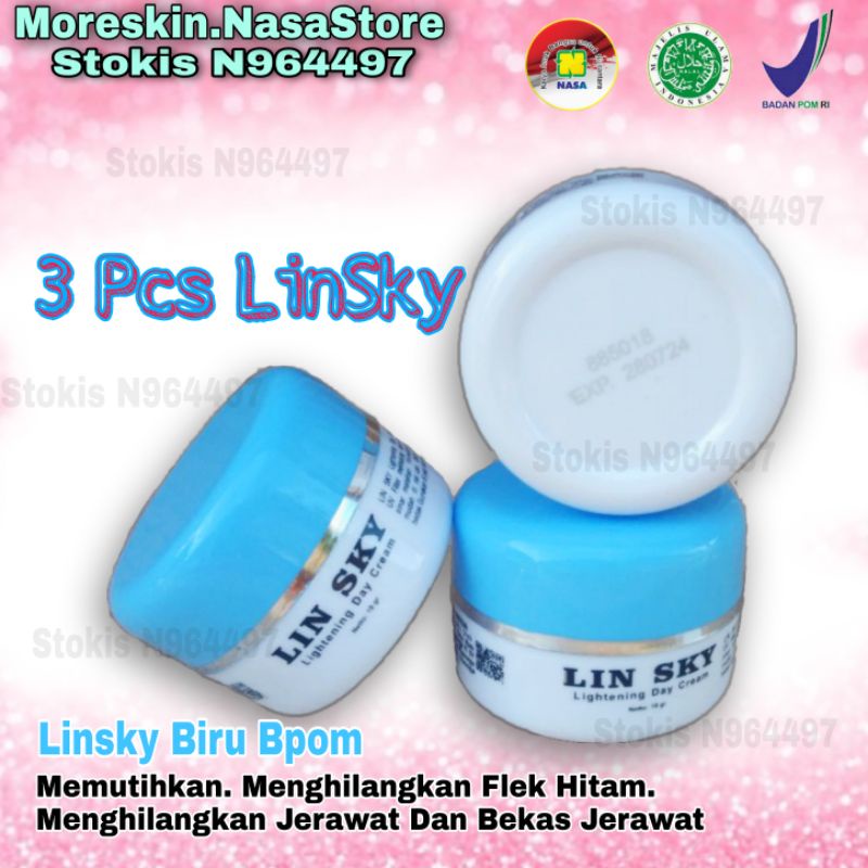 (3 Pcs) Cream Flek Hitam / LINSKY BIRU BPOM Orginal  Pemutih Wajah