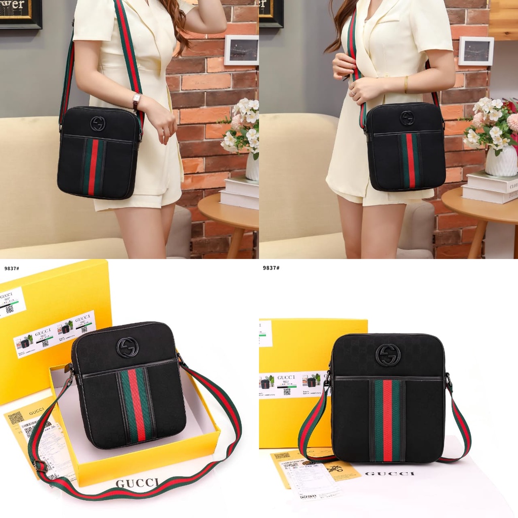 GC GG Canvas Small Messenger Bag's Black Hardware 983