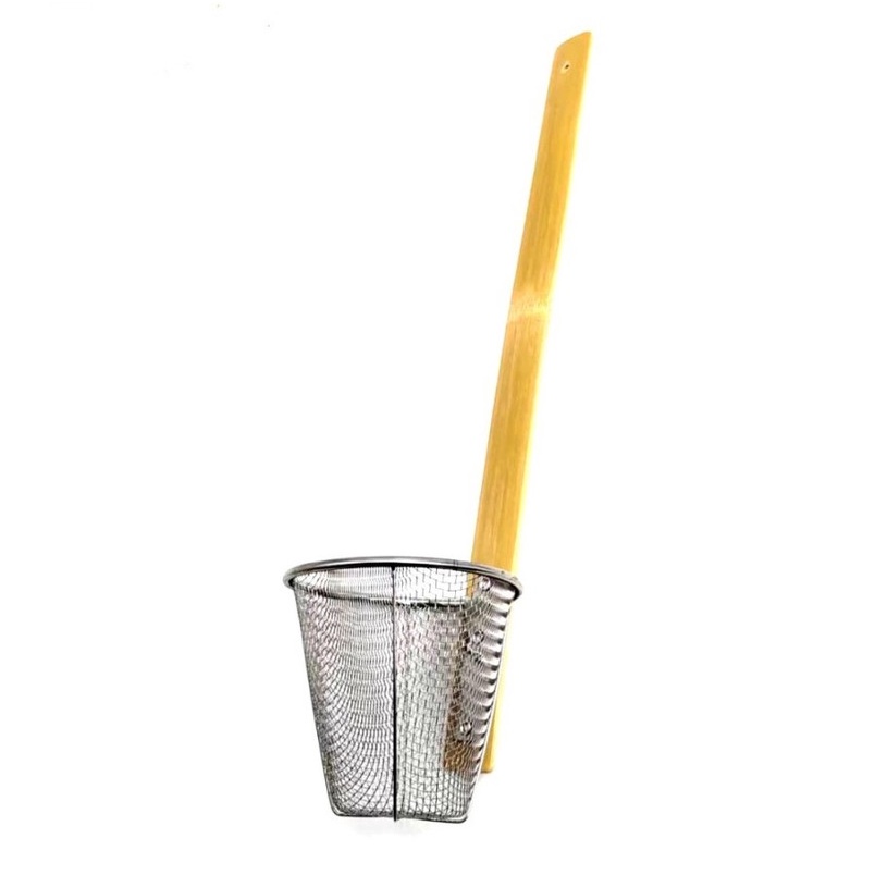 Serok Mie Kayu Panjang Saringan mie stainless Steel Gagang Kayu M-709