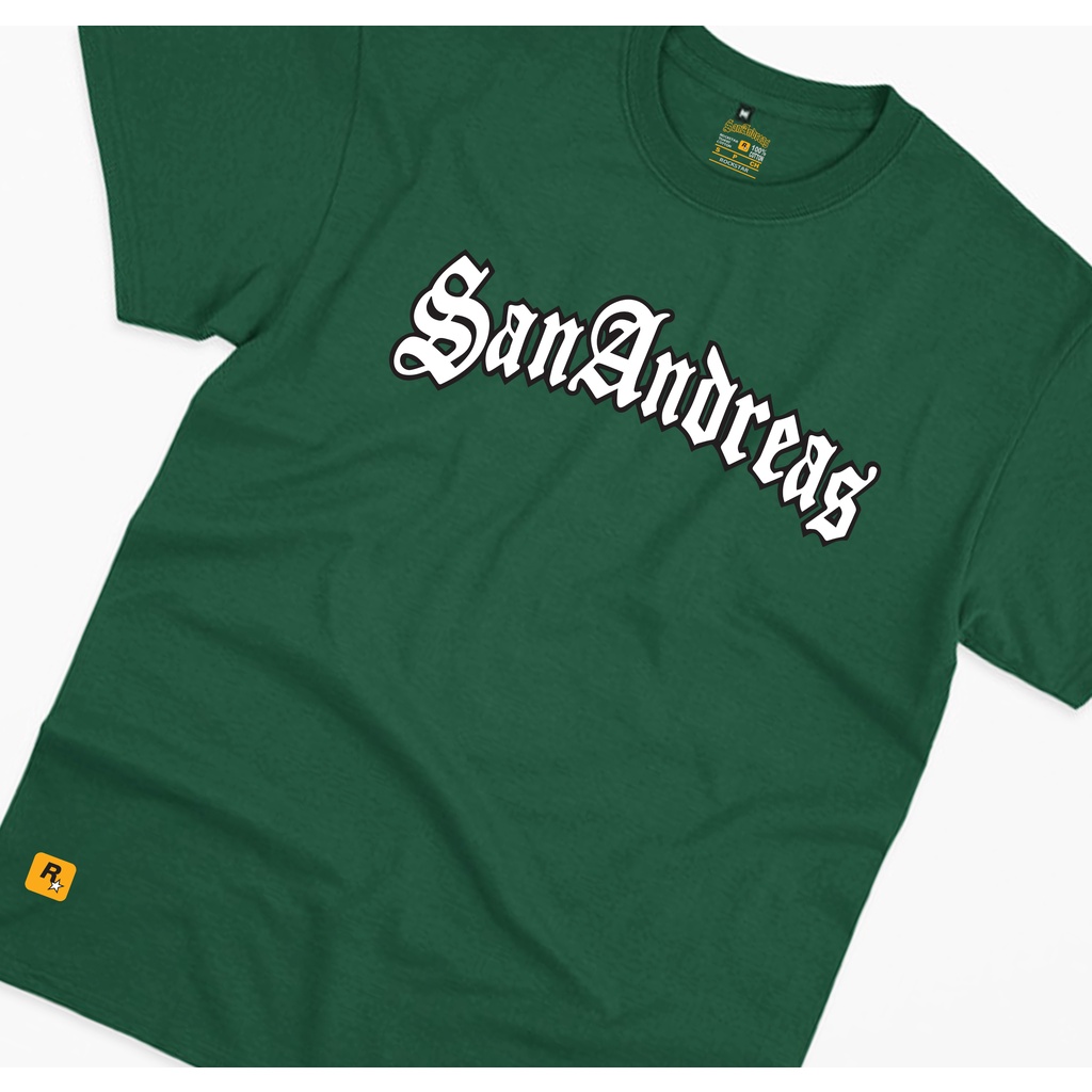 TSHIRT SAN ANDREAS  ROCKSTAR GTA SA- UNISEX - HIJAU