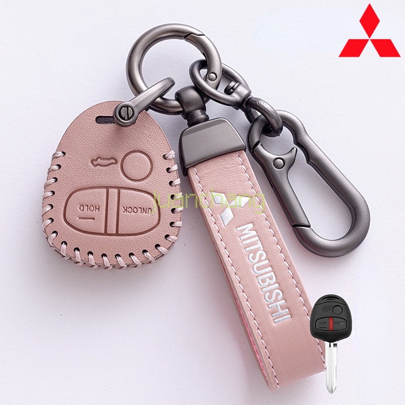 Sarung Kunci Mobil Mitsubishi Key Cover Key Holder Kulit Remote Fob Case Untuk Mitsubishi Lancer EX Evolution Outlander Pajero Sport/Trinton ASX Galant Pajero Grandis Mirage Remote Aksesoris Kunci Mobil