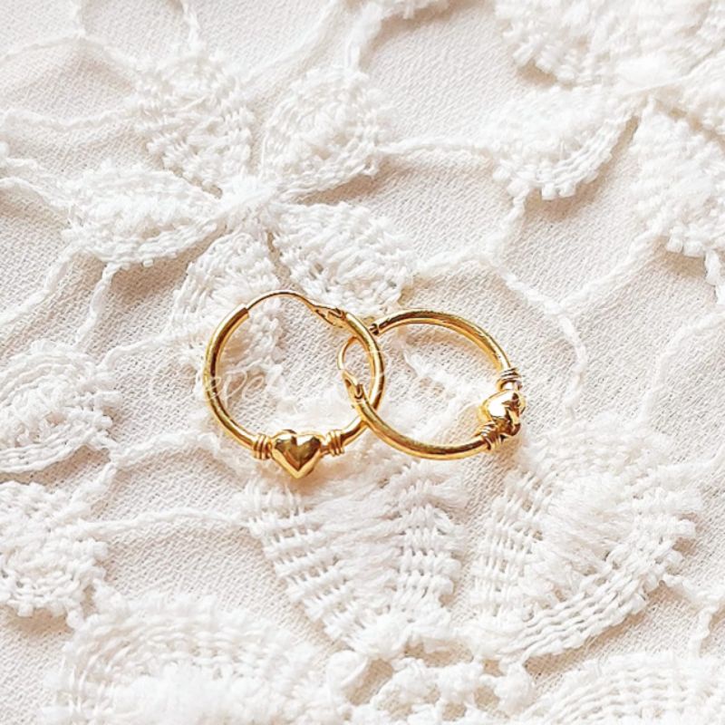 Anting Ring Hati Emas Muda 1/2 Gram