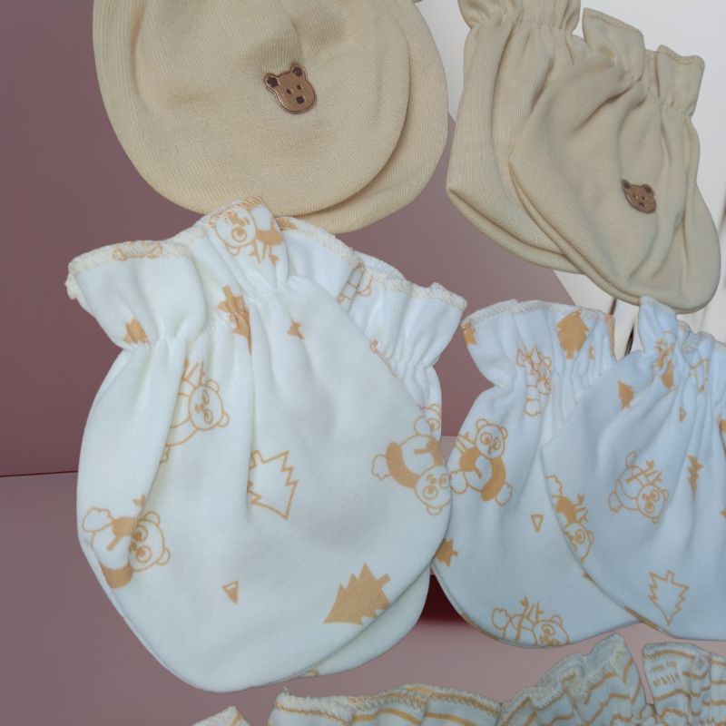 3 Set Sarung Tangan Kaki Bayi Baru Lahir Newborn Seri Coklat