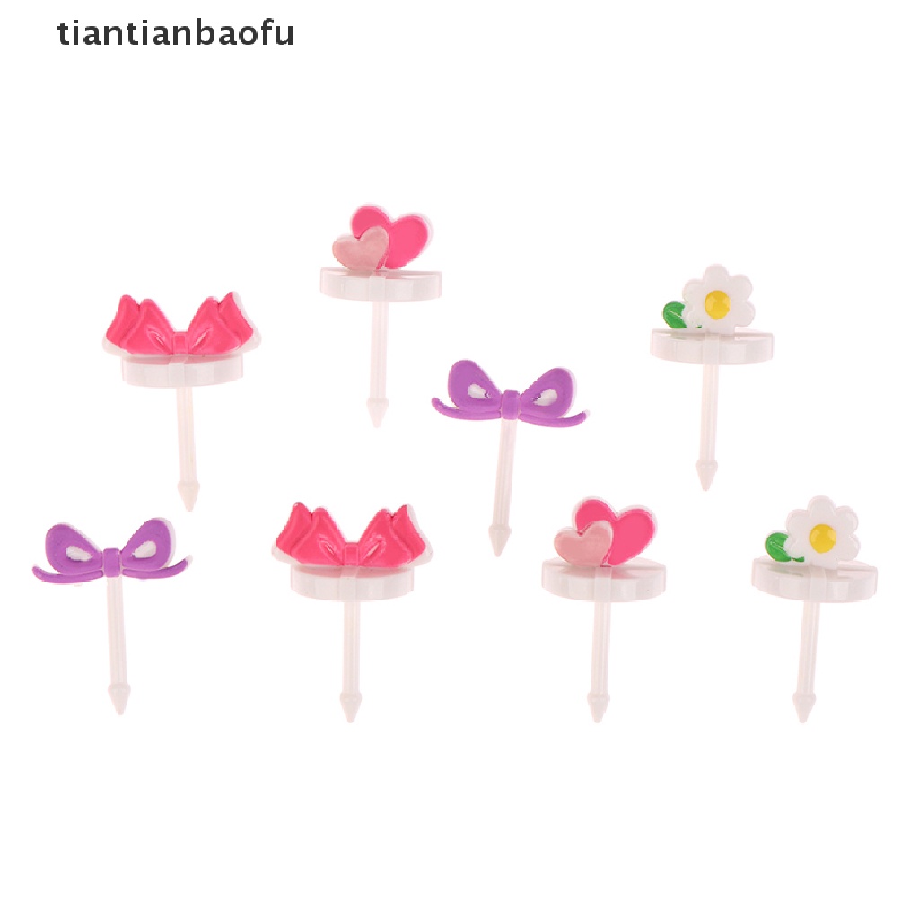 [tiantianbaofu] 1set Lucu Kartun Hewan Anak Buah Garpu Plastik Bento Dessert Tusuk Gigi Butik