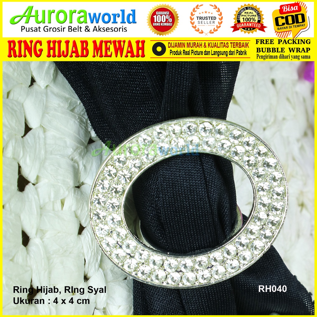 Auroraworld Ring kerudung hijab ring syal permata Ring Pashmina Berlian mutiara Mewah bros cincin kerudung scarf fashion terbaru anti hitam bisa COD RH - 1E