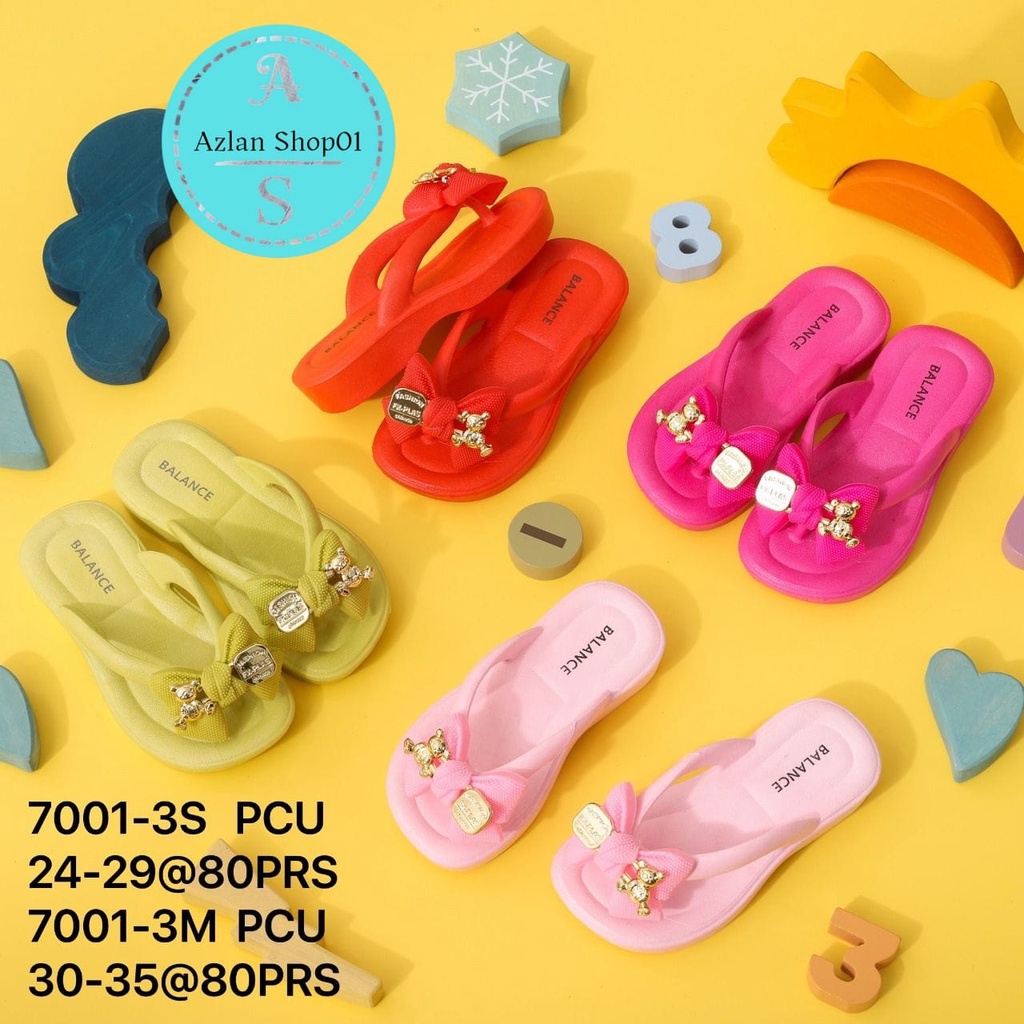 sandal anak  perempuan jepit pita import 7001-3s  // sandal viral terbaru