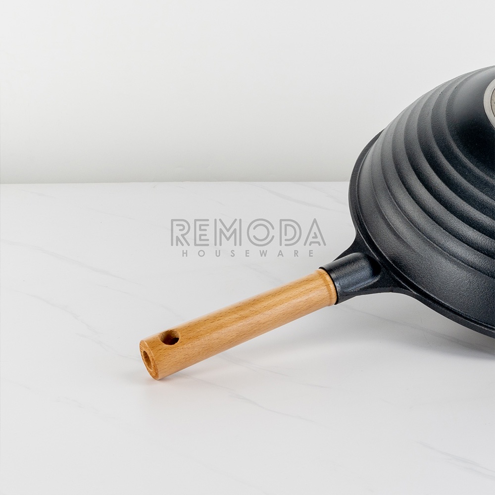 [Remoda] Black Series Wok Pan/Penggorengan Non-Stick Induksi 34cm Warna Hitam 100% Original