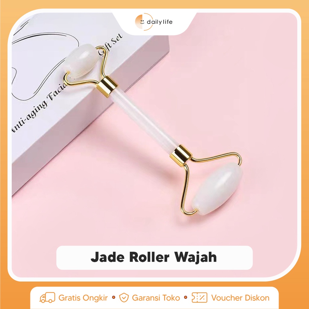 Alat Pijat Jade Roller Wajah Alami untuk Mengencangkan Kulit -ROLER-2SISI- Dailylife.id