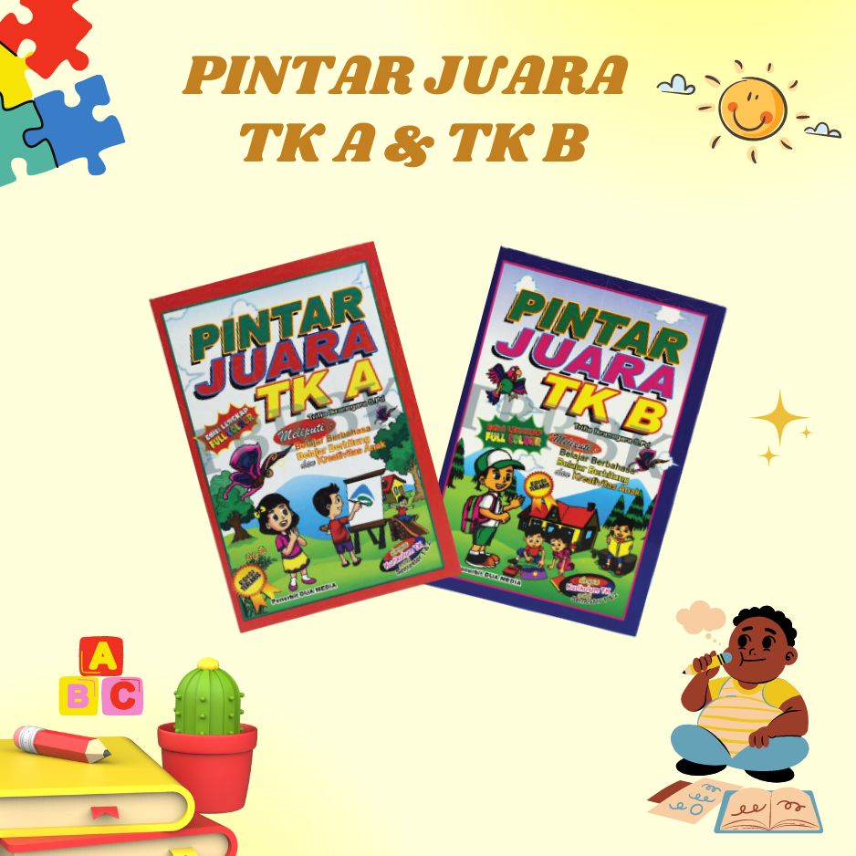 Buku Bacaan Dan Latihan PINTAR JUARA TK A Dan B - Buku Belajar Membaca Untuk Anak TK Full Colour Ber