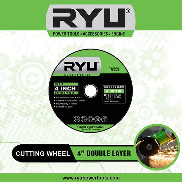 RYU Batu Potong Besi 7 inch 4 inch Cutting Wheel 180 mm x 1,6 mm / Cutting Wheel 7&quot; 4&quot; / Mata Gerinda 180 x 1,6 Mm / Pisau Potong Mesin Cut Offryu
