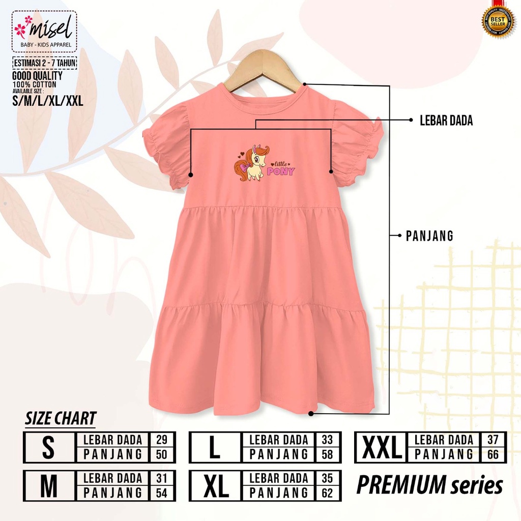 Dress anak ruffle motif Little Pony , Baju T'shirt anak perempuan