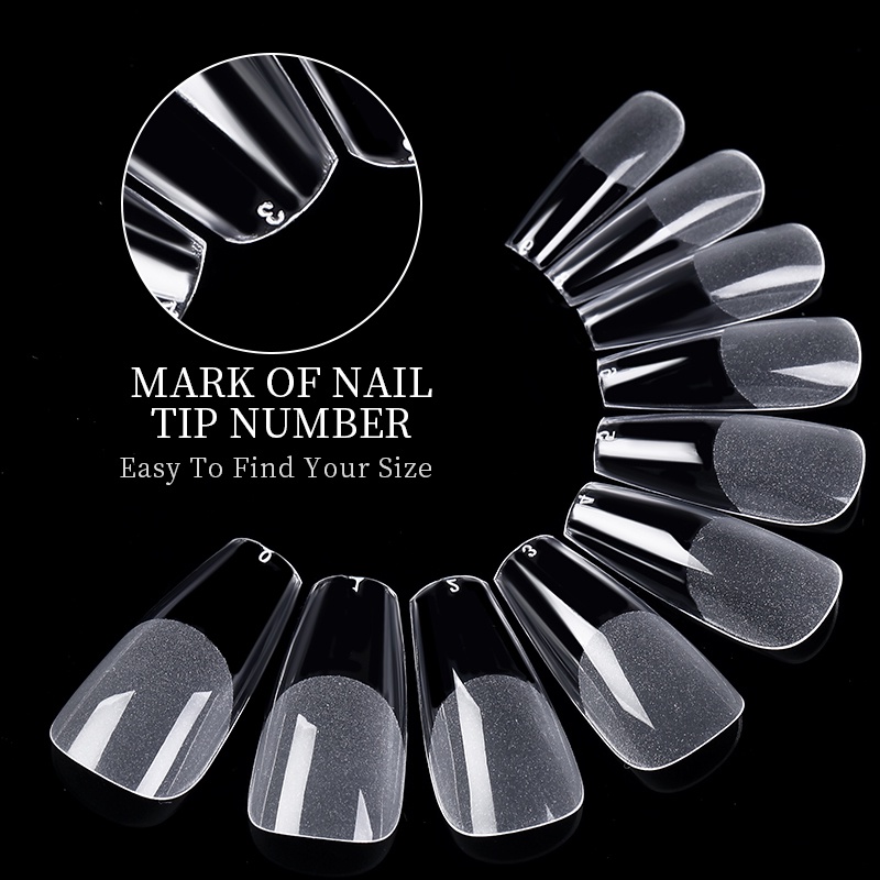 120 Pcs Kuku Palsu Buatan Penuh Penutup Fake Tips Acrylic Clear Natural Matte Nail Kapsul French Nail Art Extension Tools