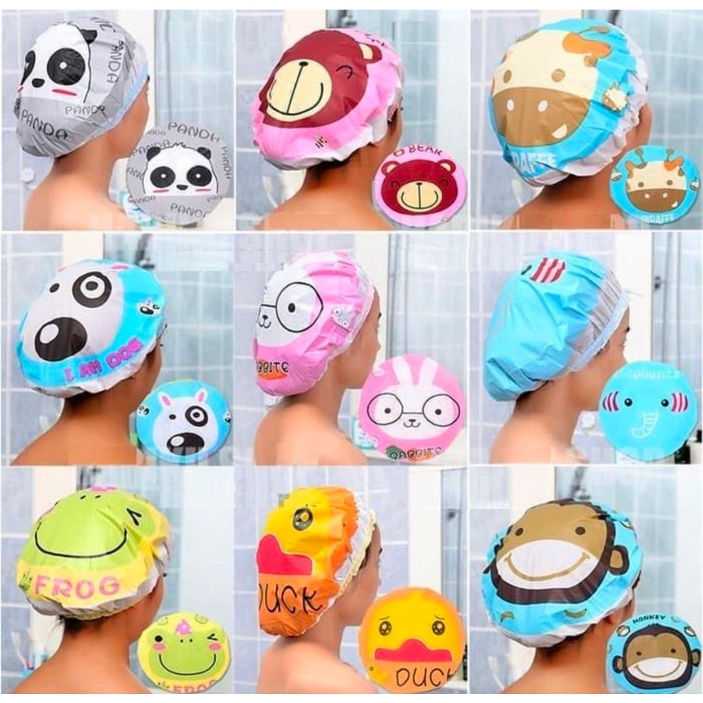 IL - TOPI MANDI KARAKTER WATERPROOF / SHOWER CAP KARAKTER KARTUN / TOPI MANDI DEWASA ANAK